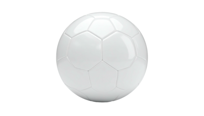 Shiny white soccer ball with pentagonal patterns on black background