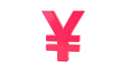 Fototapeta premium Yen symbol. Glossy, pink, on black