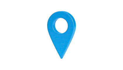 Shiny cyan map pin marker on black