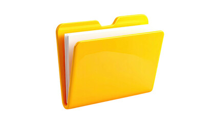 Glossy yellow folder icon with paper inside, on black background