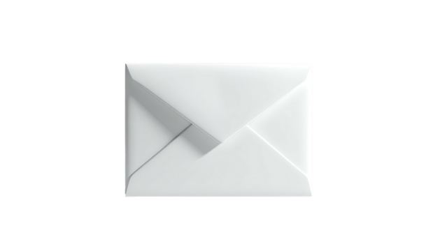 White envelope, simple design, centered against black background