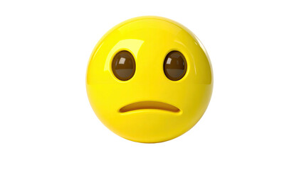 Fototapeta premium Yellow emoji shows slight frown with downturned mouth and glossy eyes