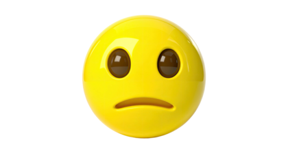 Yellow emoji shows slight frown with downturned mouth and glossy eyes