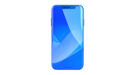 Smartphone with blue screen, sleek design on a black background