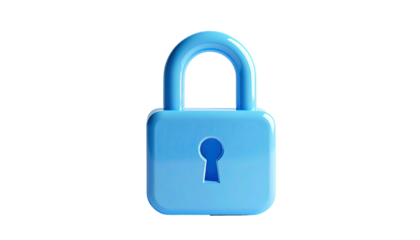 Sky-blue lock icon with keyhole, on a black background
