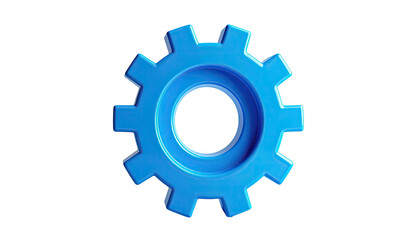 Solitary blue gear isolated, shining with 3D-rendered glossiness