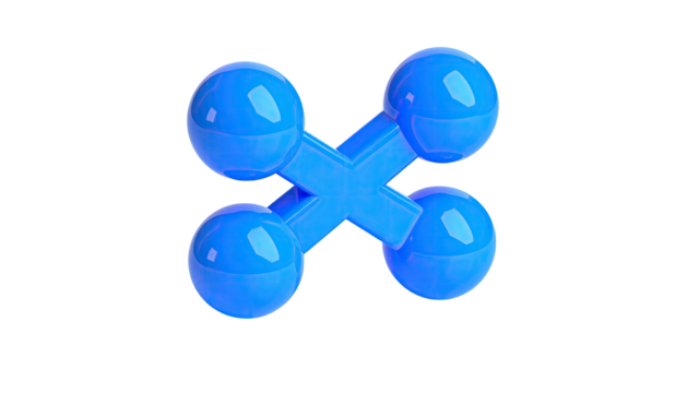 Blue cross shape, rounded ends, symmetrically centered