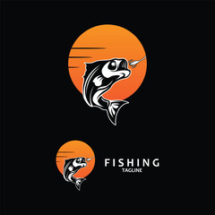fishing logo vector. fishing club emblem, fishing community logo and fishing tournament logo