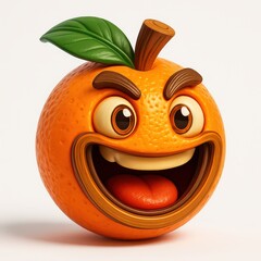 Grinning Orange Character with Wide Mouth fruit cartoon