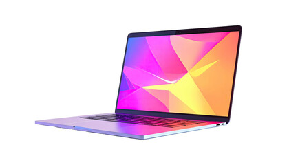 Sleek laptop with a vibrant, abstract, gradient display