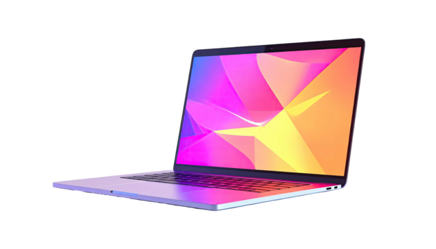 Sleek laptop with a vibrant, abstract, gradient display
