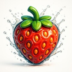 Red Strawberry Splashing in Water fruit water splash