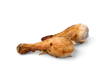 Baked chicken legs isolated on white background