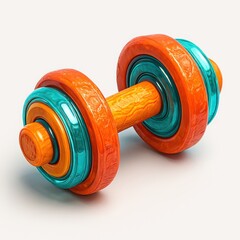 Textured Orange and Teal Dumbbell for Fitness weight