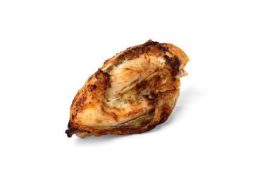 Baked chicken breast isolated on white background