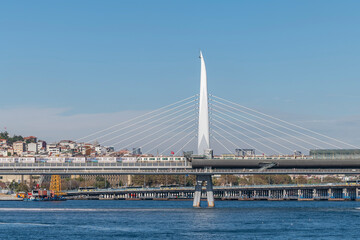 The Golden Horn Metro Bridge (Turkish: Haliç Metro Köprüsü) is a cable-stayed bridge carrying the M2 metro line in Istanbul, Türkiye
