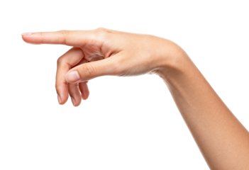 Female Hand Pointing Downwards Gesture Isolated PNG