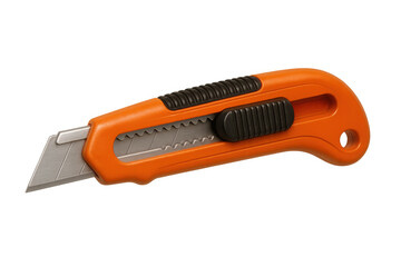 Orange utility knife providing essential tool for construction, diy projects, packaging, and office tasks