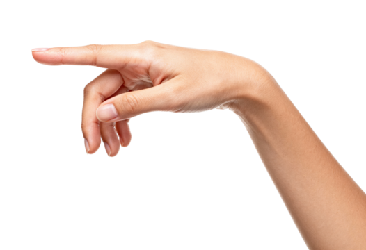 Female Hand Pointing Downwards Gesture Isolated PNG