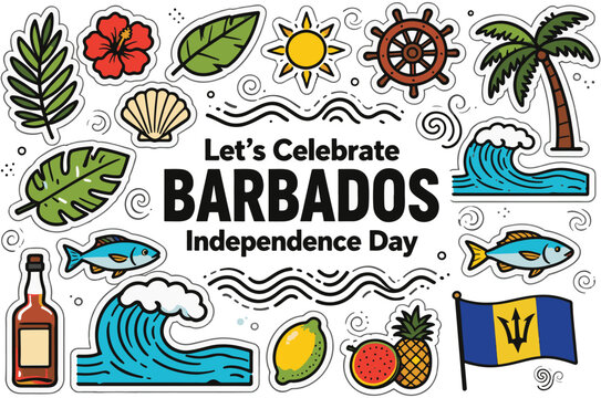 Doodle of Barbados Independence Day Vector Template