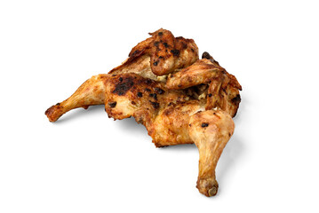 Baked chicken isolated on white background.