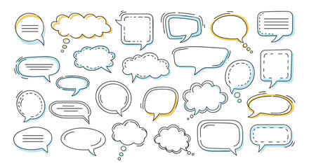 Obraz premium Collection of various speech bubbles and thought clouds for communication.