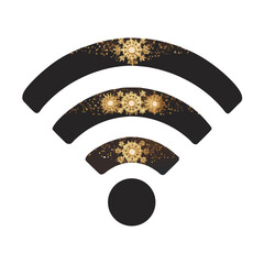 Wi-Fi signal icon with gold floral decoration