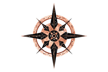 Fototapeta premium Rose gold compass with floral details