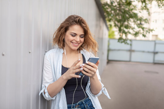 East European woman using smartphone