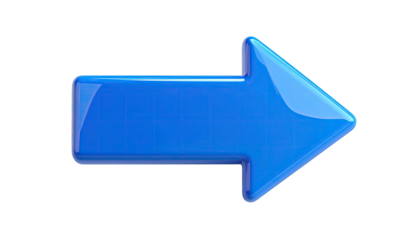 Glossy blue arrow pointing right on a plain black background