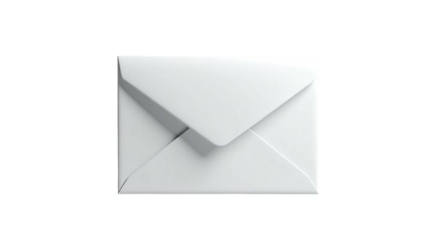 Simple, clean, centered, white envelope against black backdrop