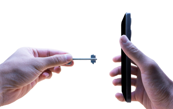 Hand Inserting SIM Ejector Tool into Smartphone