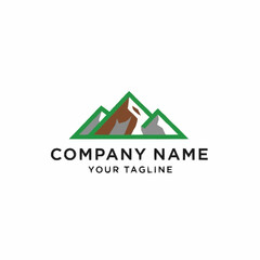 Abstract Mountain Range Logo Design with Green and Brown Tones.