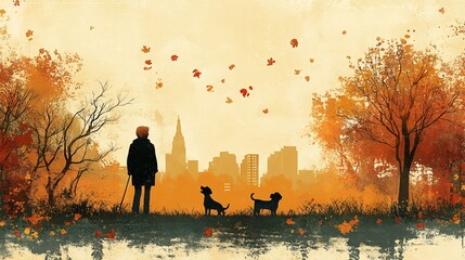 Pet lover retirement card with playful dogs in a park wishing a retirement full of joy