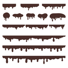 Melt drips chocolate waves. Cocoa liquid motion. Liquid Chocolate Illustration, food, beverage, splash. Vector illustration.
