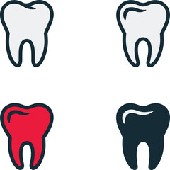 Dental tooth icon set in multiple colors for oral health care, dentistry clinic branding, medical infographics, hygiene education, and professional illustrations.