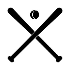 Sports Icon of Crossed Baseball Bats Isolated on White.
