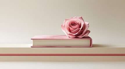 a book with rose petal color book cover placed on log 