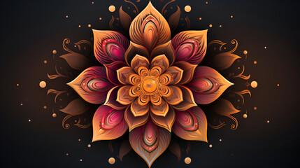 a colorful flower design on a black backgroundMajestic Mandala With Golden Petals And Bold Colorscolorful paper flowers on a black background


