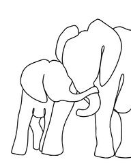 Tender embrace of a mother elephant with her baby calf conveying unconditional love and nurturing maternal care