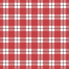 red and white checkered background. Plaid seamless pattern 