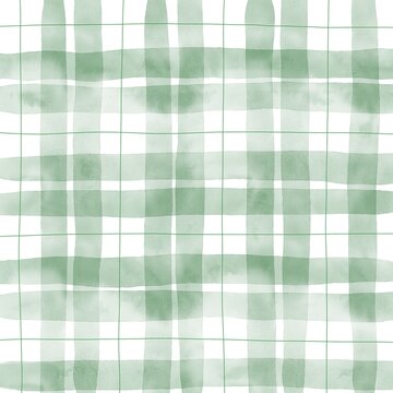 Watercolor green plaid pattern