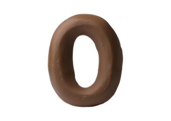 3D clay alphabet 0 isolated on transparent or white background