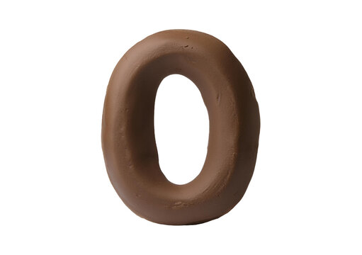 3D clay alphabet 0 isolated on transparent or white background