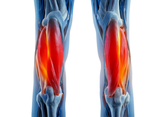 3D rendered Medical Illustration Anatomy - Inflamed Gastrocnemius. isolated on transparent or white background