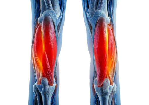 3D rendered Medical Illustration Anatomy - Inflamed Gastrocnemius. isolated on transparent or white background - Powered by Adobe