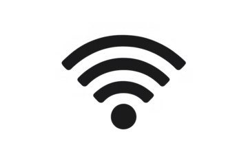 Wifi symbol showing wireless internet connection, data transfer, and global network technology. Transparent background