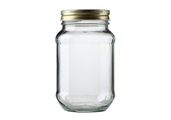 12 oz clear glass jar isolated on transparent or white background
