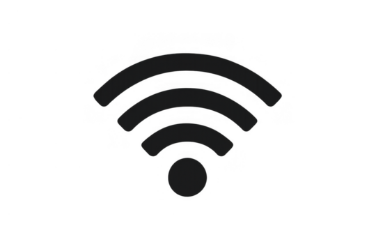 Wifi symbol showing wireless internet connection, data transfer, and global network technology. Transparent background