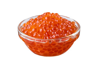Glass bowl caviar isolated on transparent or white background